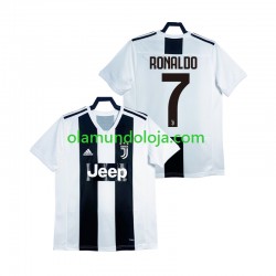 Camisola Juventus Cristiano Ronaldo 2018 2019 Retro Homem Equipamento Primeiro Manga Curta